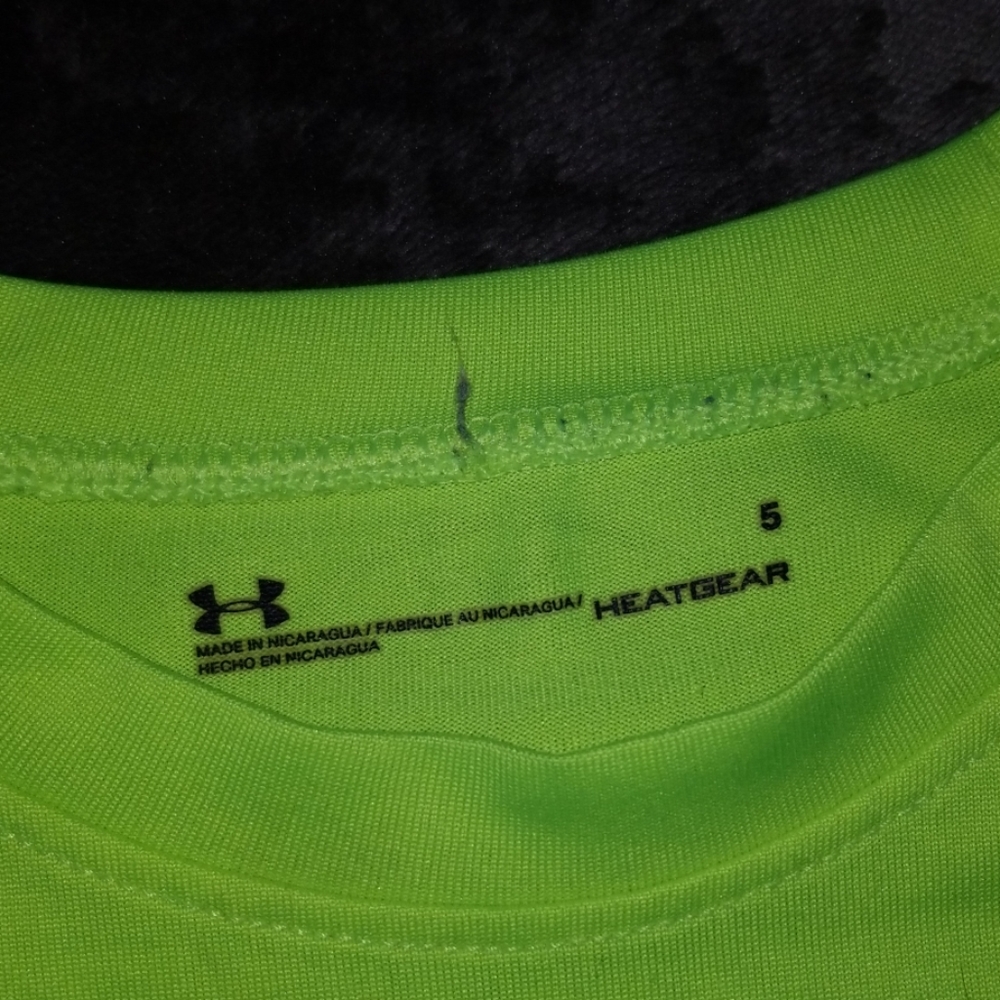 UNDER ARMOUR HEAT GEAR LIME GREEN AND BLUE SHIRT - Picture 3 of 4